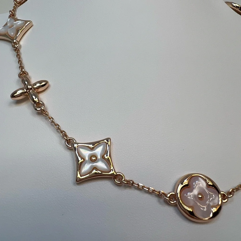 NMP6 High-end Genuine 3D NUDE Mother of Pearl 18K Rose Gold Pl CHOKER-Necklace - Picture 5 of 7